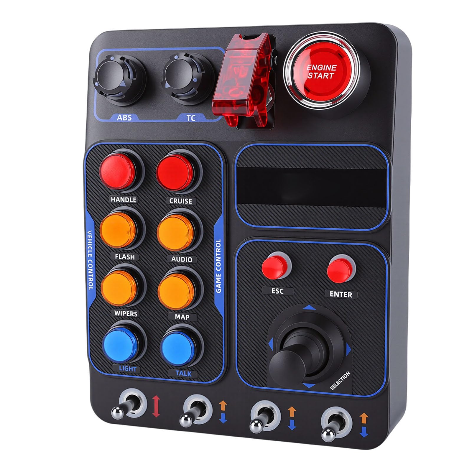 Symulator Race Control Box RGB Wielofunkcyjna Skrzynka Sterownicza z Klawiszami Panel Sterowania RGB Racing Box 30 Programowalnych Klawiszy 19 Przycisków z 7 Kolorowymi