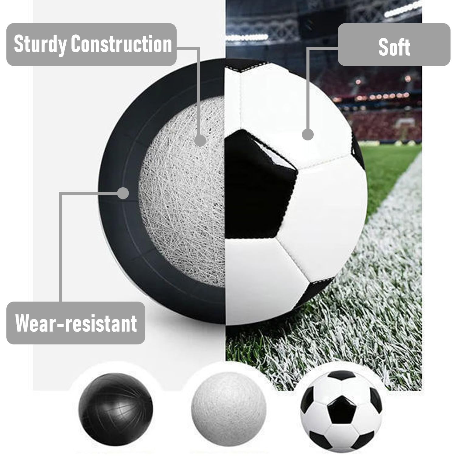 6 balones de fútbol desinflados a granel con tamaño de bomba 5/4/3, balón de fútbol deportivo para adultos, para partido, regalo de fiesta de cumpleaños