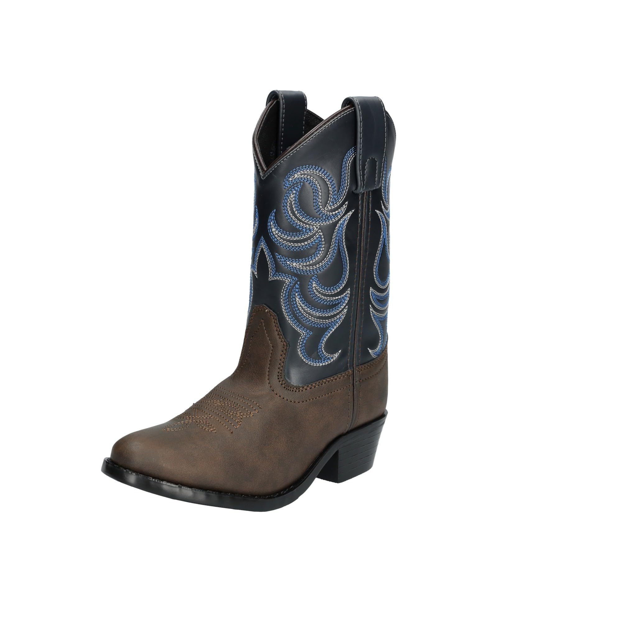 Smoky Mountain Boots Kids' Monterey Round Toe Western Cowboy Boots, Brown/Navy, 4 Big Kid Medium