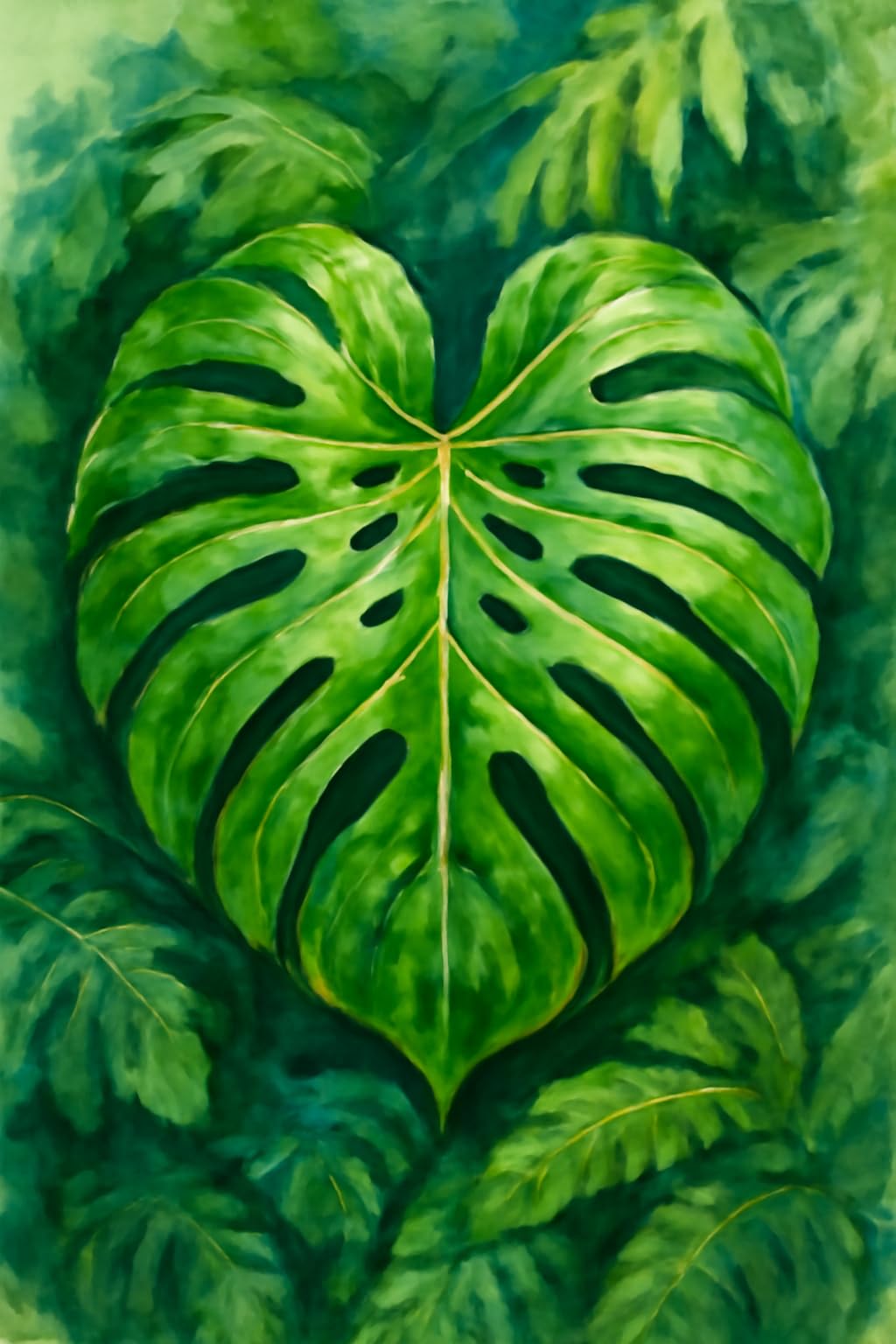 Impression botanique tropicale Monstera grand format 68,6x101,6 cm pour déco murale