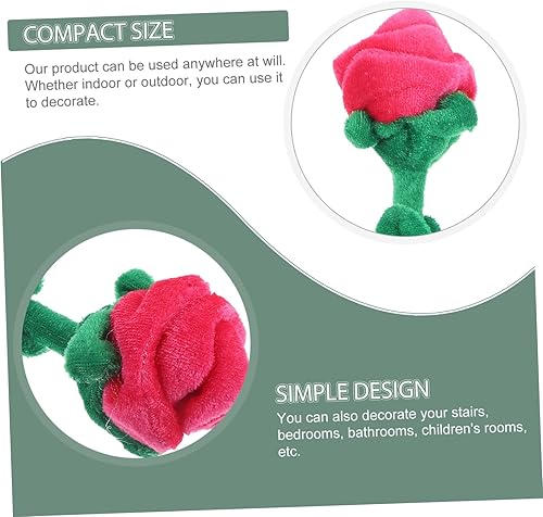 Miniatura 3 de VILLCASE 3pcs Bouquet Handmade Knitted Rose Valentines Day Plush Rose Gift for Her Artificiales Decorativas para Sala Rose Stuffed Decorations