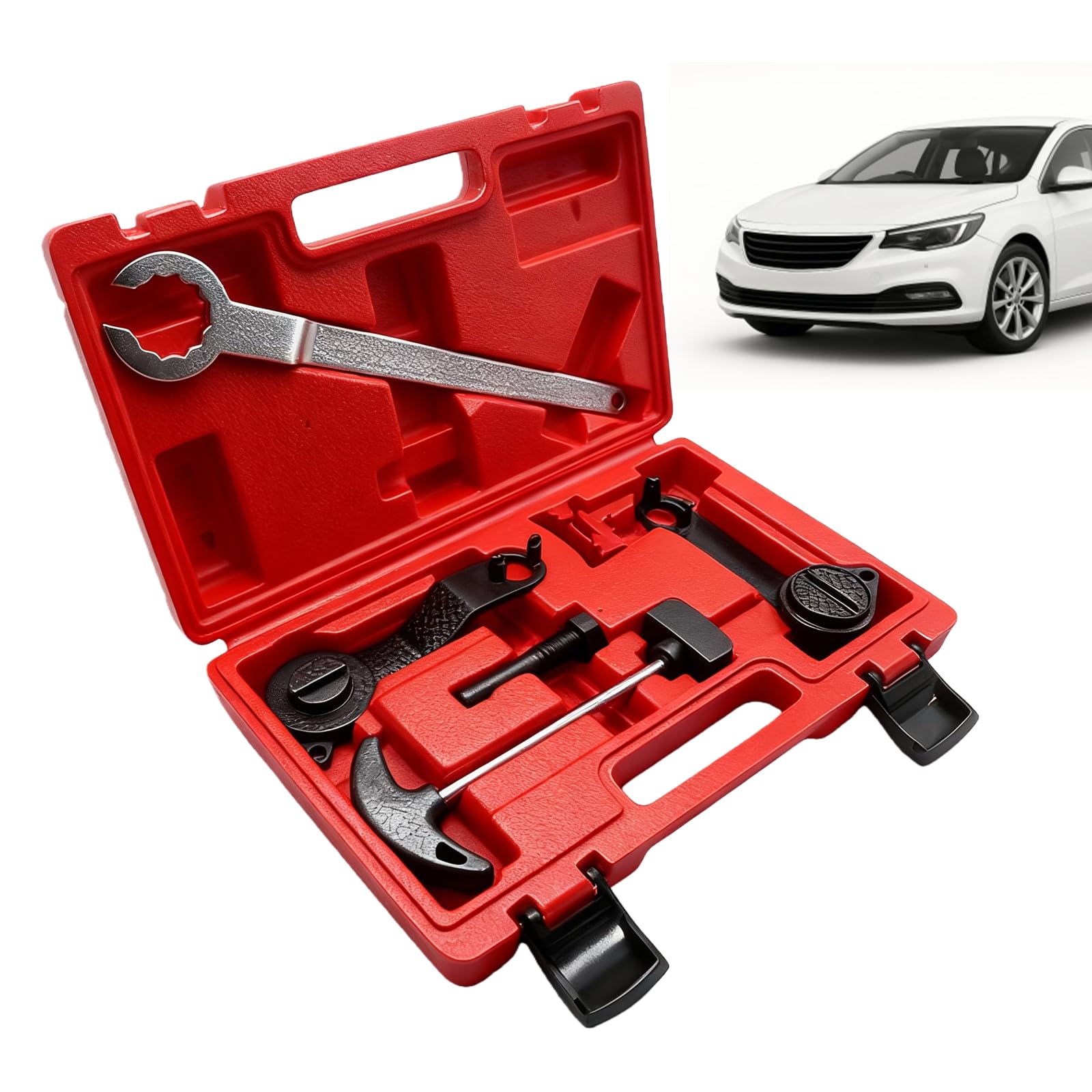 PORFOYO Attrezzo per cinghia dentata del motore, utensili per albero a camme, utensile per albero a camme in acciaio al carbonio, pratico utensile di bloccaggio per albero a camme rosso per T10340