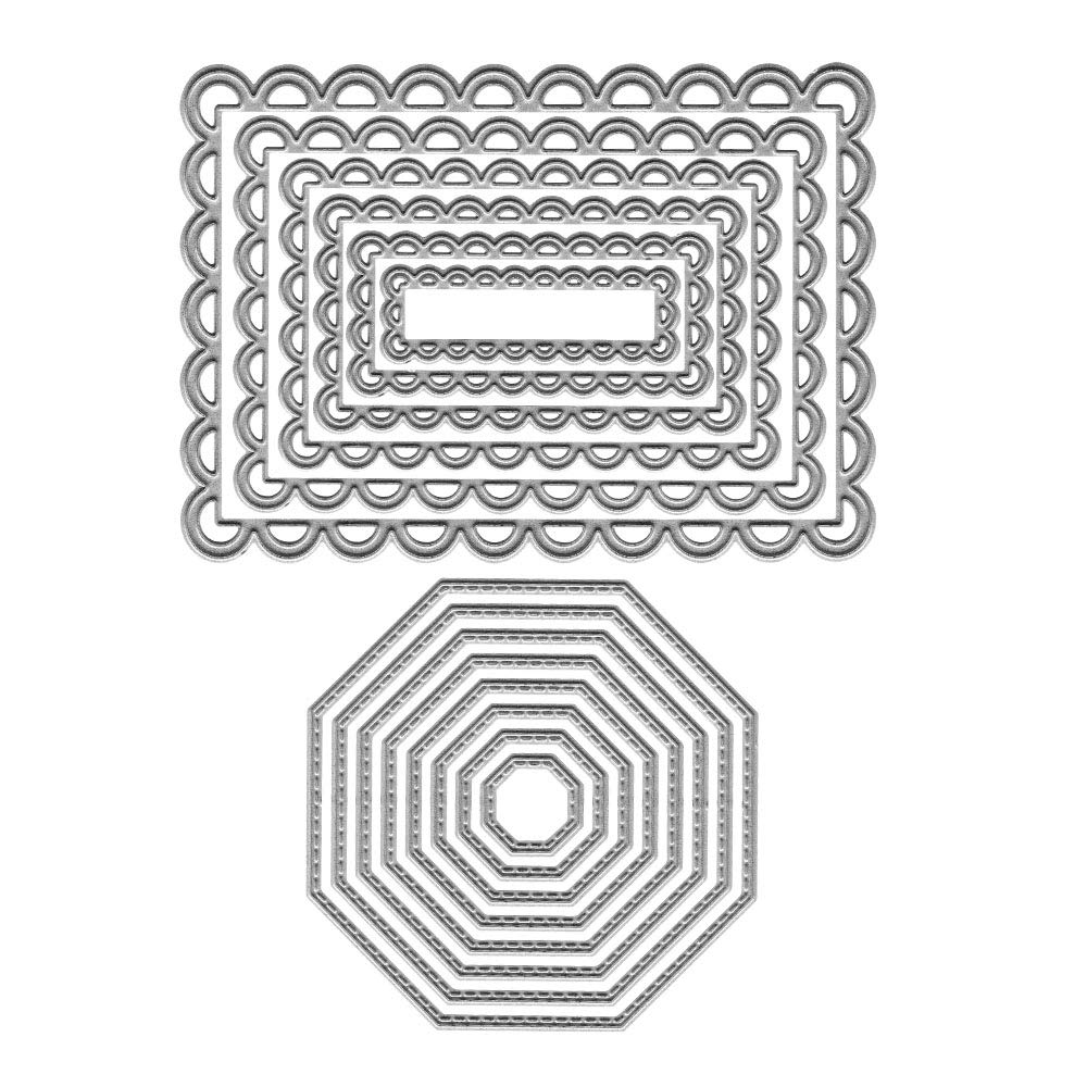 Metal Nested Rectangle Frame Cutting Dies, Layering Octagon Die Cuts for Card Making Stencil Embossing Tool Scrapbooking DIY Etched Craft Dies