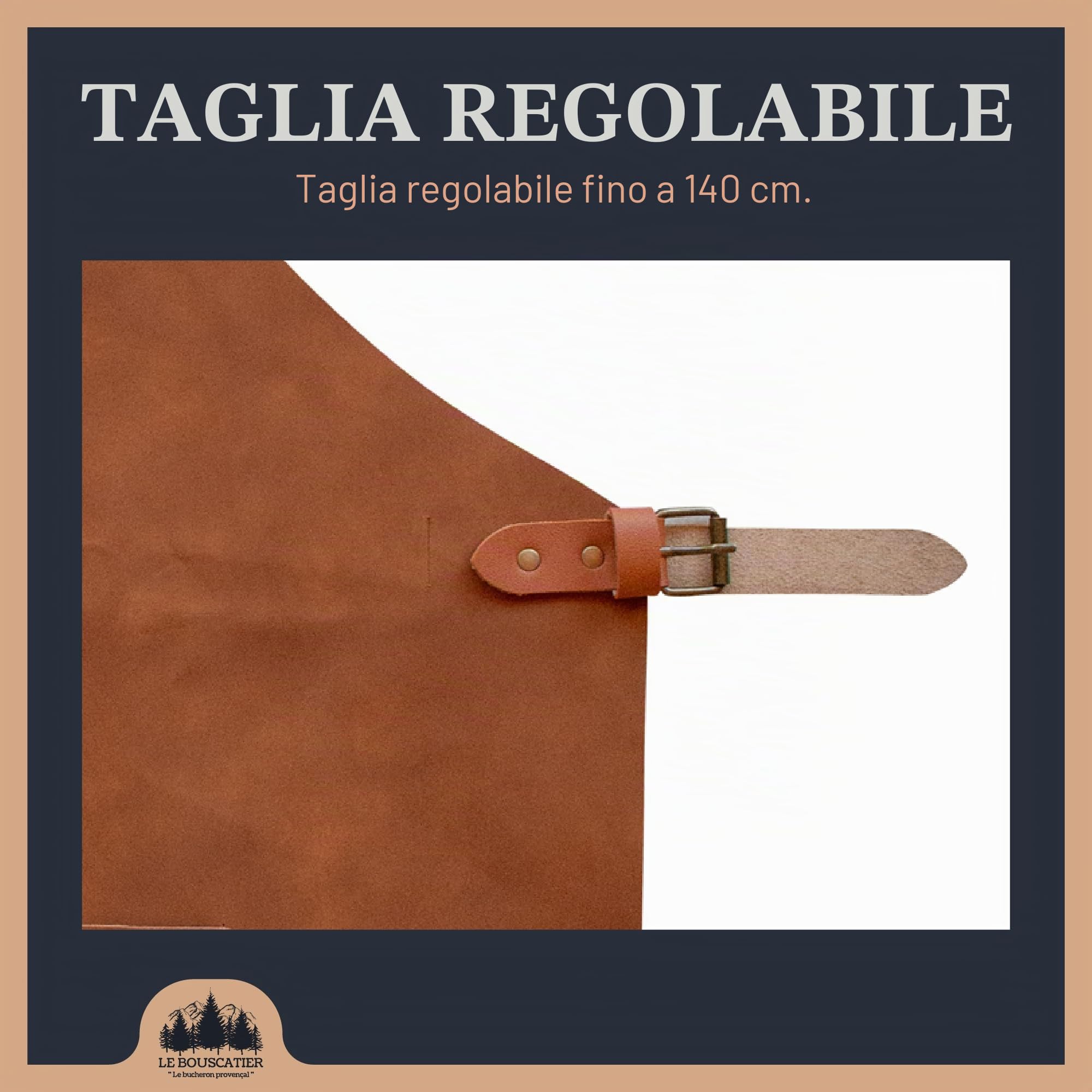 Le Bouscatier Grembiule da cucina in pelle per barbecue, plancha, braciere, grigliate, regolabile, resistente e leggero, ideale per cucina all'aperto e interni, protezione per torso e cosce
