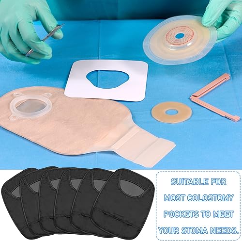 Miniatura 6 de 6 fundas para bolsas de ostomía impermeables, para ducha, elásticas, ligeras, con apertura para el cuidado de la ileostomía, 6 unidades