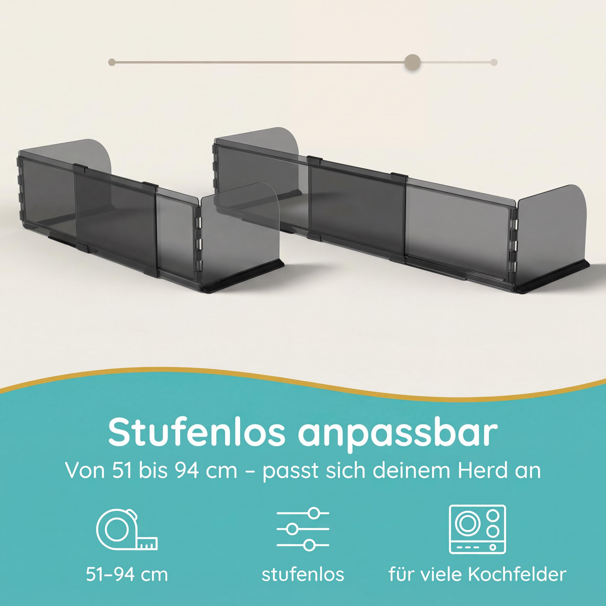 Homery SafeSlide Grille de protection pour cuisinière extensible 51-94 cm