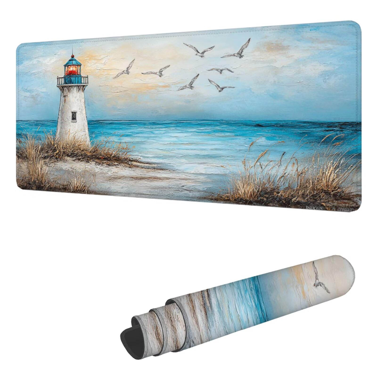 Podkładka pod mysz do gier Reflektor XXL 1400 x 600 mm, podkładka pod mysz na biurko podkładka pod mysz plażowa z antypoślizgową gumową podstawą, wodoodporna szyta krawędź, do pracy, gier, biura, domu