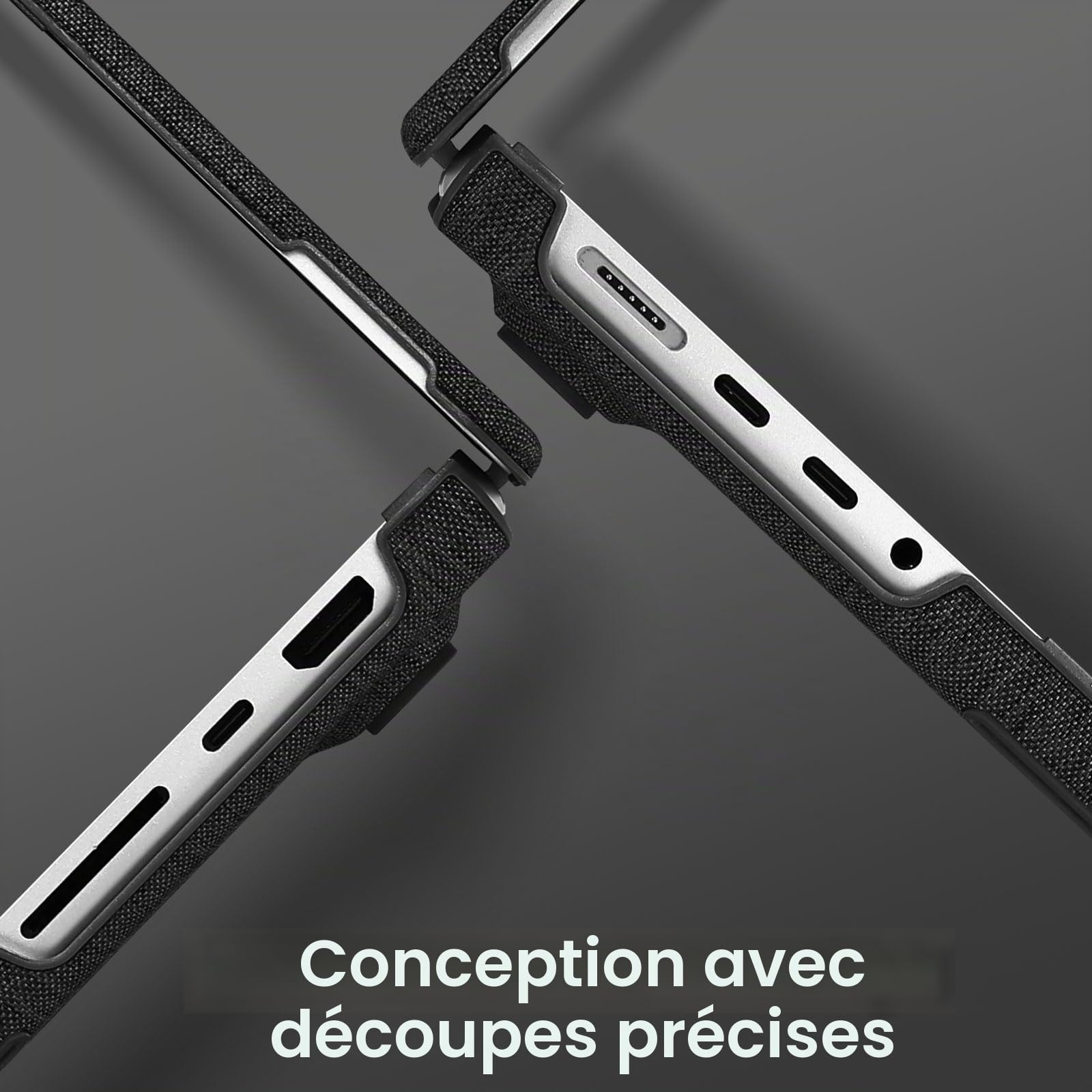MOSISO Coque Compatible avec MacBook Pro 14 Pouces M5 M4 M3 M2 M1 2026-2021 | Pour A3246 A3247 A3434 A3112 A3185 A3401 A2918 A2992 A2779,Coques Tissu Tricoté Enduit avec Béquille Pliable,Noir