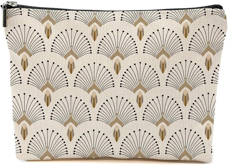 Necessaire de maquiagem Blue Leaves com estampa floral e fechamento por zíper