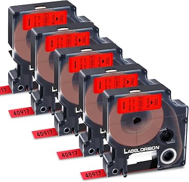 A40917 Compatible with Dymo D1 Label Tape 9mm x 7m Label Printer Replacement for Dymo LabelManager 160 220P 280 360D 420P 500TS, Black on Red, 5X