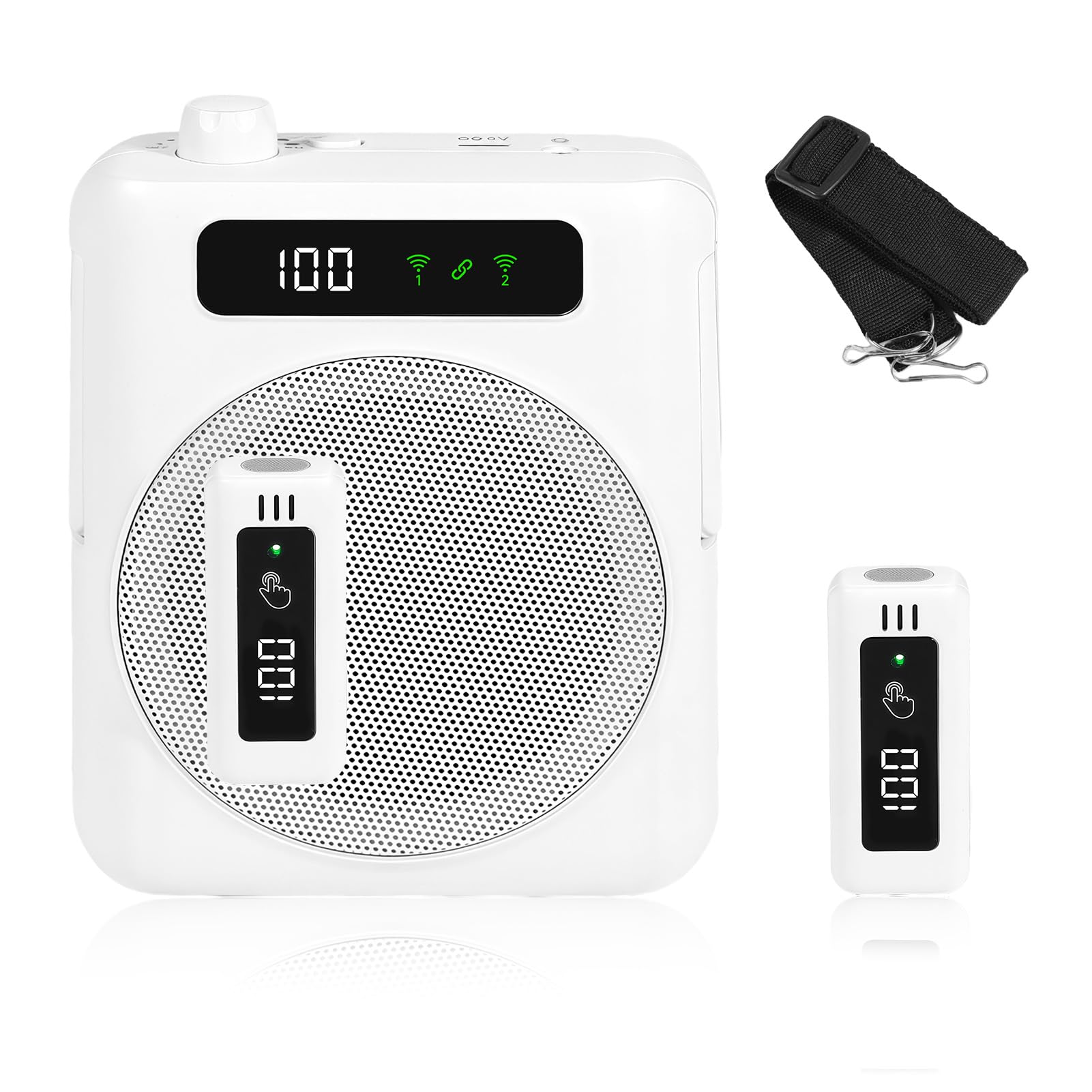 KozyOne Amplificador de voz, micrófono inalámbrico, amplificador de voz portátil Bluetooth con dos micrófonos de solapa magnéticos, para profesores, aulas, discursos, yoga, al aire libre