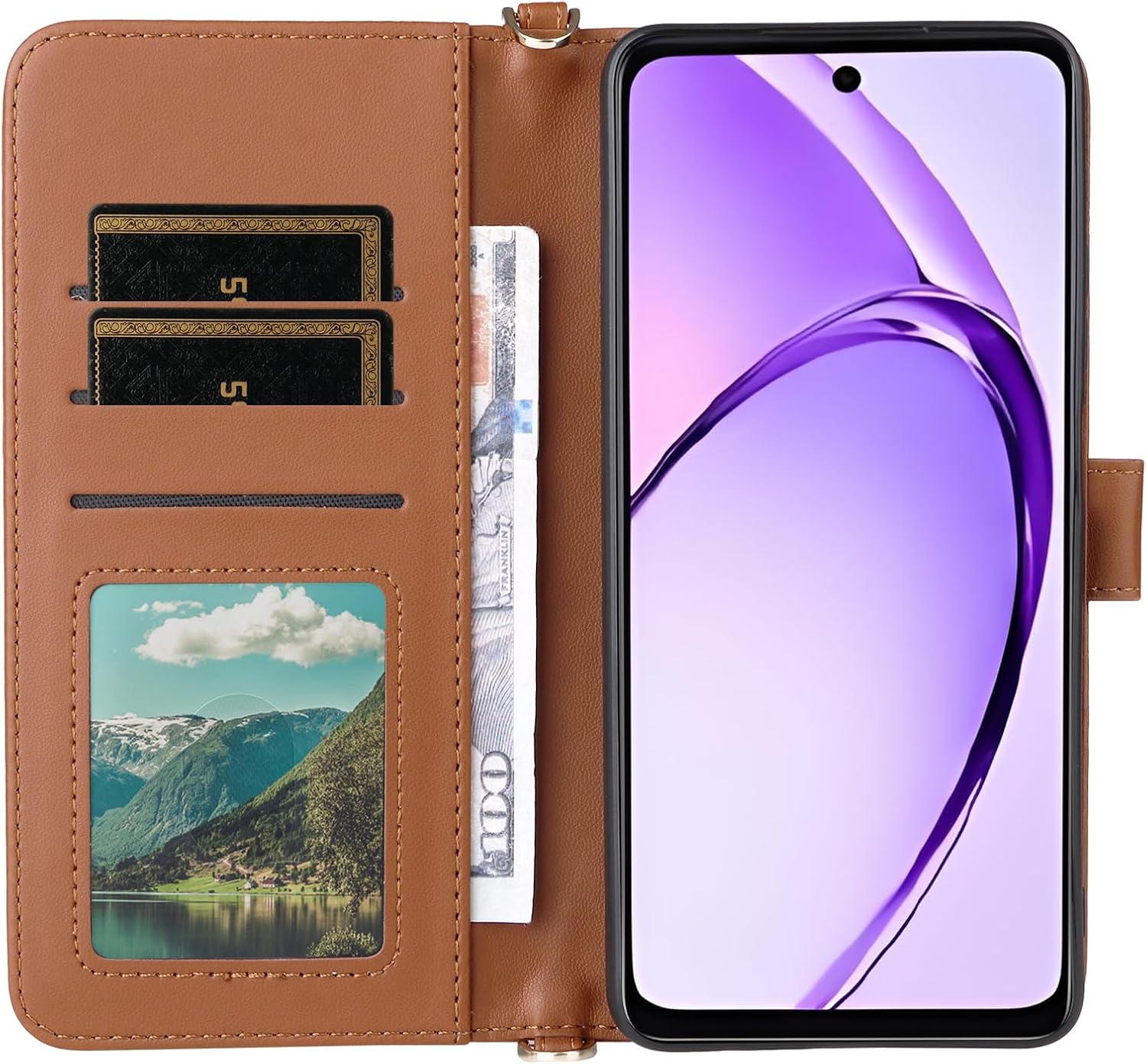Compatible with Motorola Moto G 5G 2022 / G 2022 Cover,Flip Kickstand Double Card Slot Wallet Case Brown