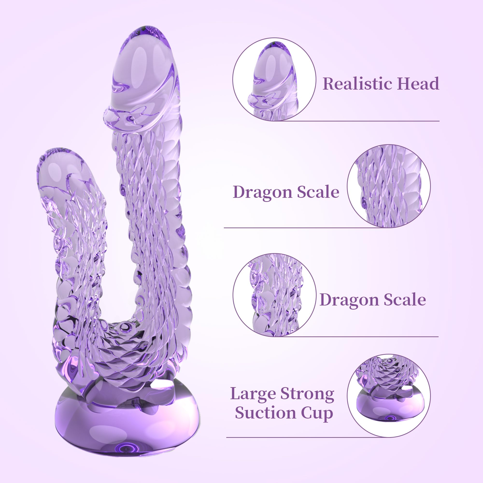 Realistic Dragon Double Ended Dildo for Beginners with Flared Suction Cup Base for Hands-Free Play, Flexible Monster Anal Dildo with Curved Shaft for Vaginal G-spot and Anal Play