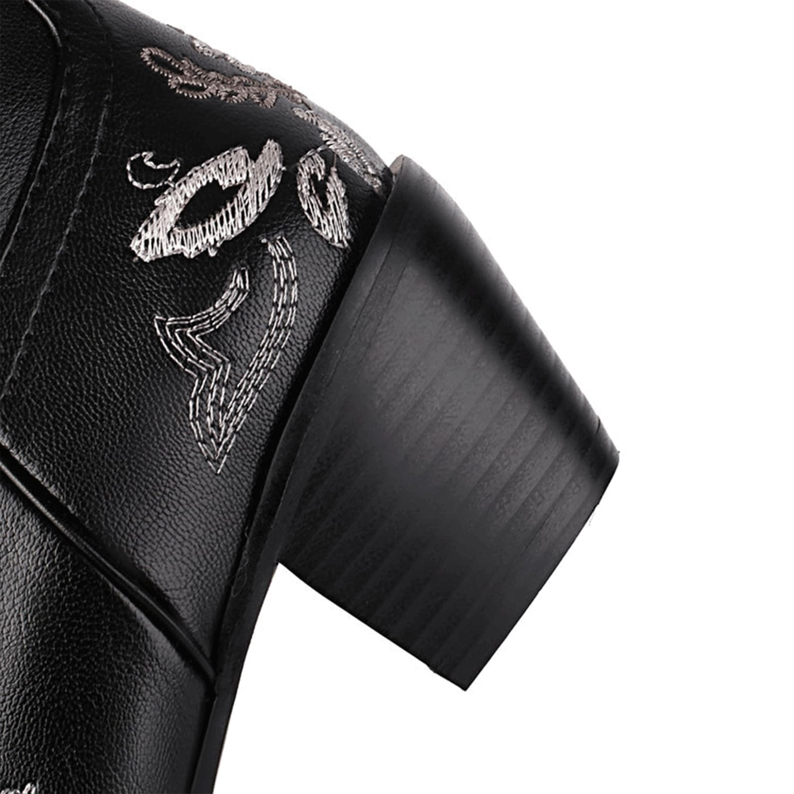 Stivali da Cowboy Alti Fino al Ginocchio da Donna, Stivali Western Country Ricamati con Punta retrò, Stivali con Tacco Spesso da infilare a metà Polpaccio Punta Tagliata