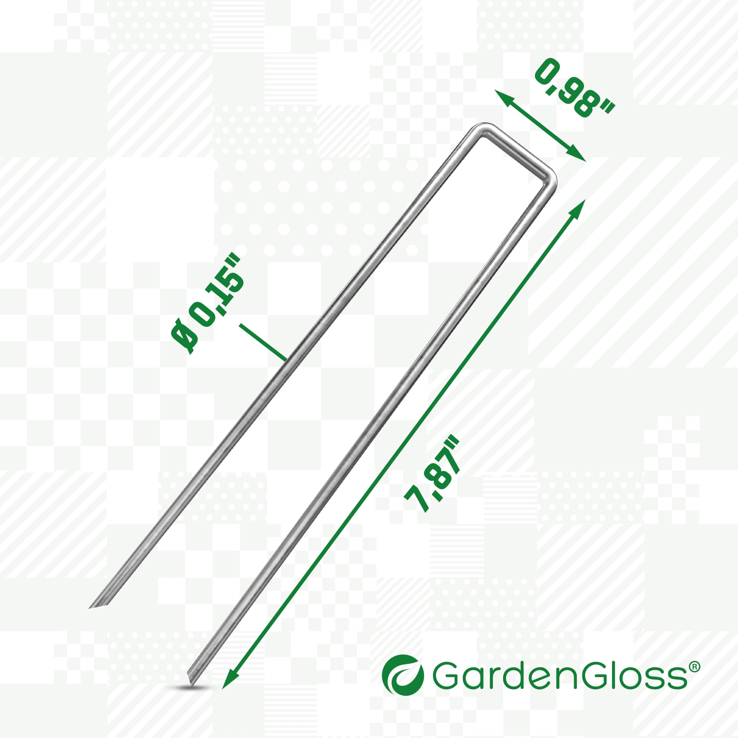 GardenGloss Kotwy Stalowe (250 szt.) - 200 x 25 mm, Ø 3,8 mm | Antykorozyjne - Do Bardzo Twardego Podłoża - Stal Ø 3-8 Mm - Wyjątkowo Stabilne