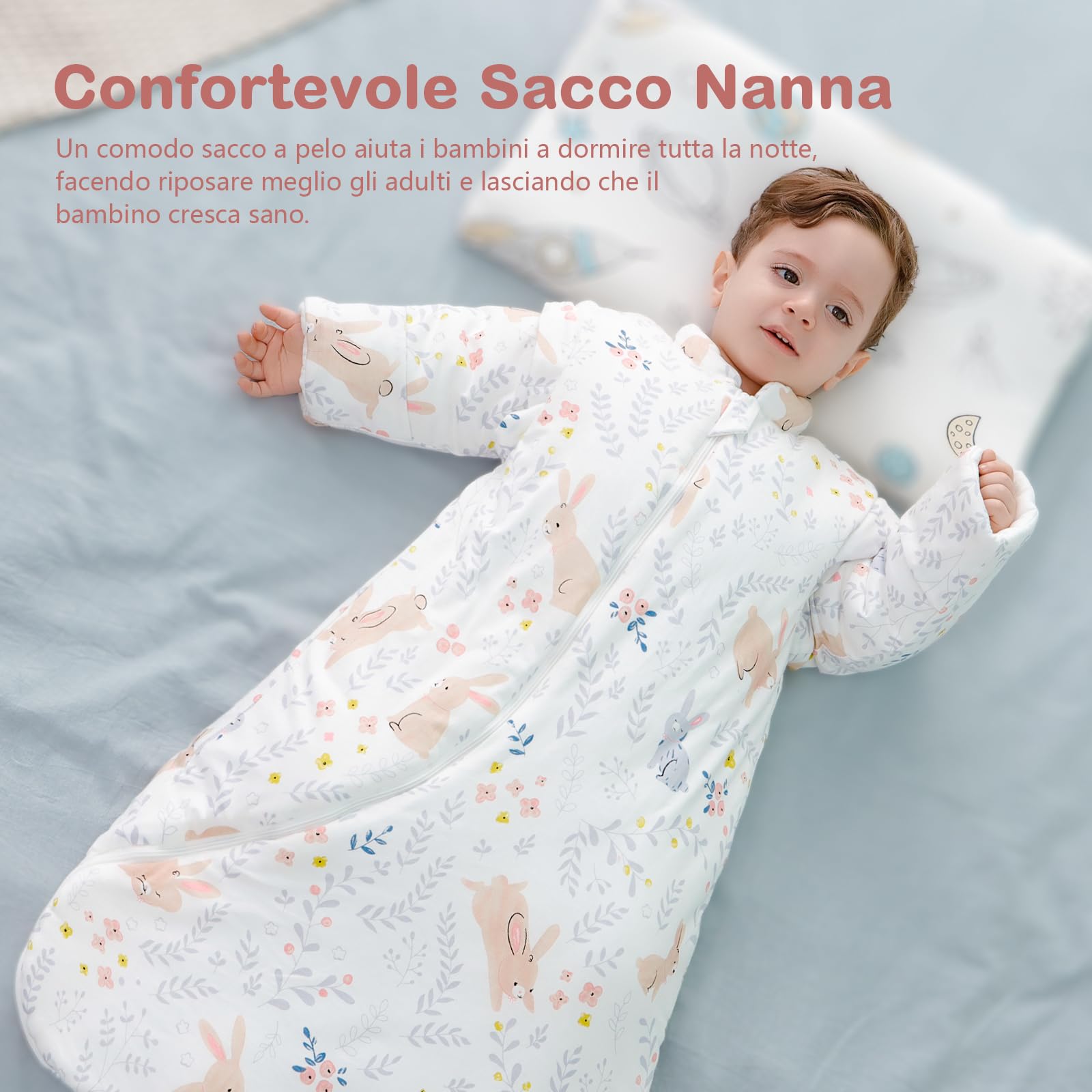 MIKAFEN Sacco nanna 3,5 Tog, sacco nanna invernale per bambini, in cotone biologico, diverse misure dalla nascita ai 4 anni