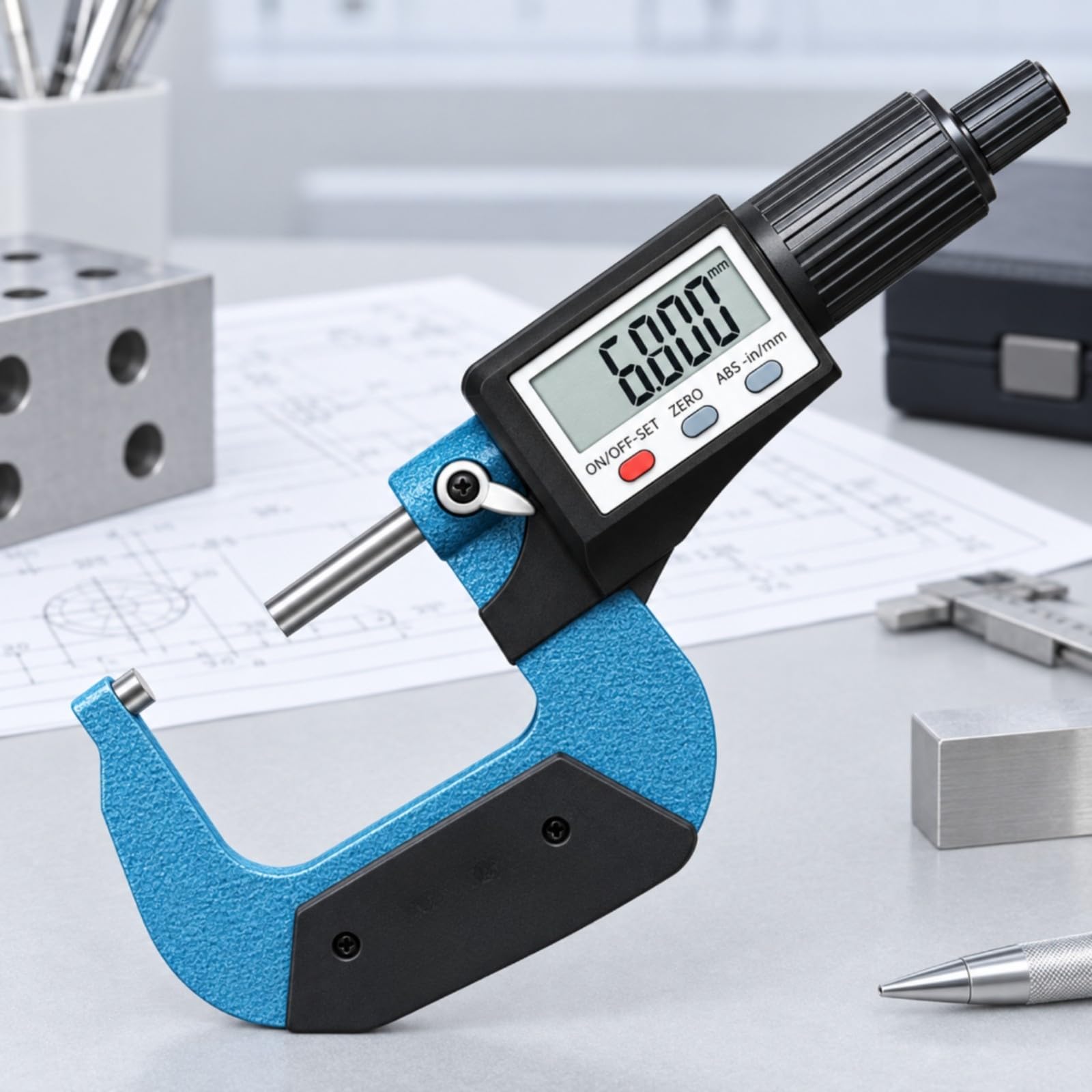 predolo Calibrador Digital Exterior Precisión con Tornoillo Micrométrico y Pantalla Gran para Mediciones Externas en Talleres Mecánicos y Trabajos Inspección, 0-25mm