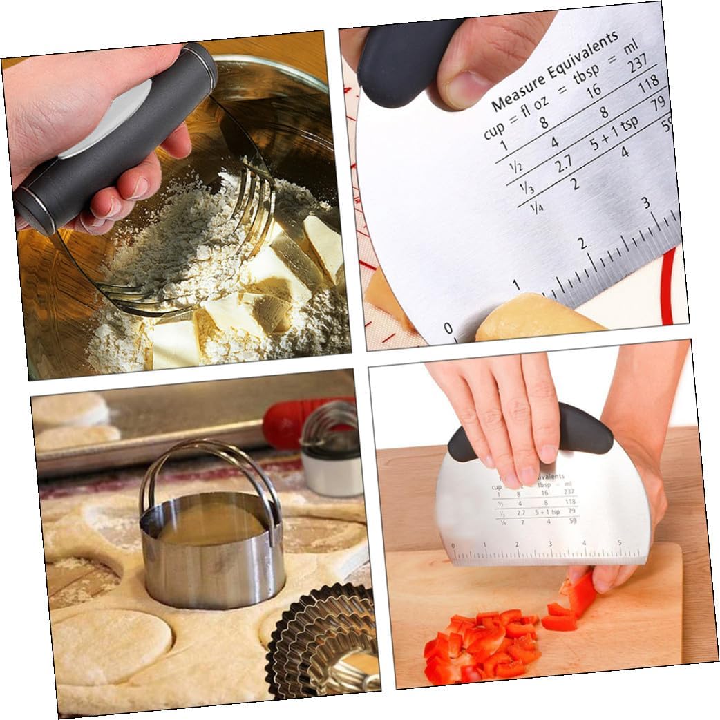 Stainless Steel Cookie Cutter and Dough Chopper Set, Pastry Scraper Baking Tool Kit for Cookie and Biscuit Making, Kitchen Gadget for Home Baking and Pastry Preparation
