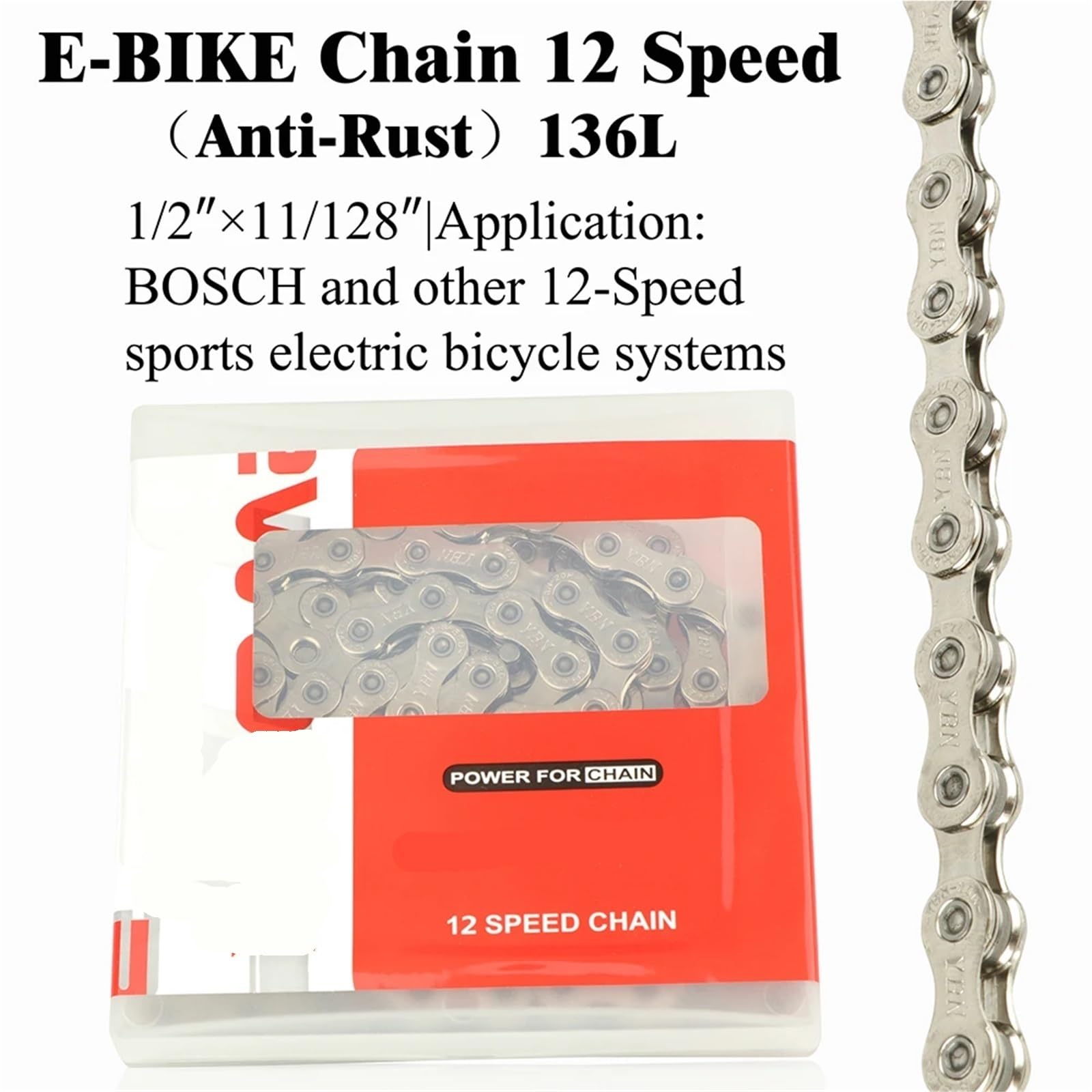 Chaîne de vélo 8, 9, 10, 11 et 12 vitesses, 136 maillons, antirouille, for vélos électriques sport. d'origine(12 Speed)