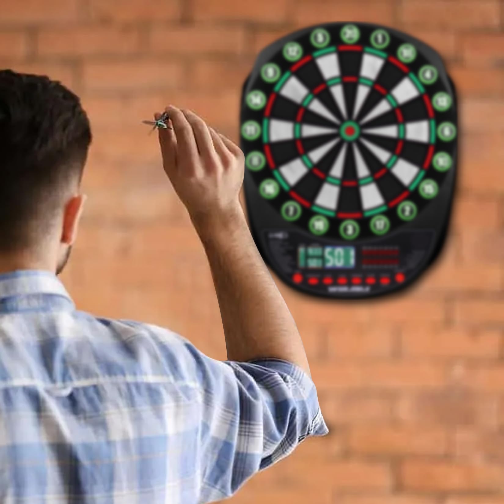 WIN.MAX Juego de Diana Electrónica Profesional 34 Juegos 354 Variantes 3 Idiomas Verde Rojo con Luces