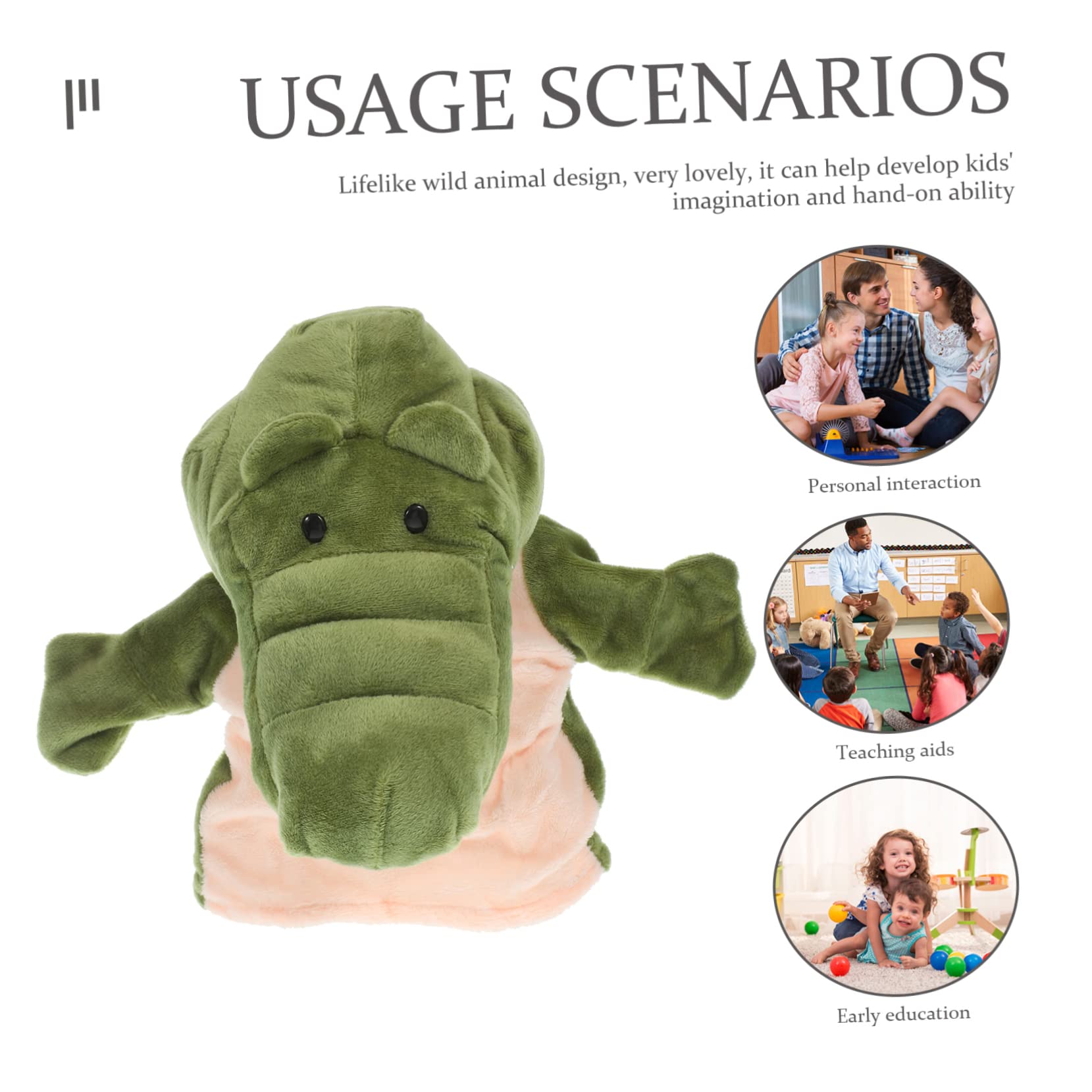 Supvox Krokodil Handpuppe Tier Handspielzeug für Kinder Puppentheater | Interaktive Krokodil-Handpuppe für Rollenspiele, Geschichten und gemeinsame Spielmomente zu Hause oder im