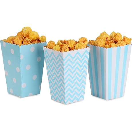 Blue Popcorn Bags, 36 Pcs Popcorn Boxes