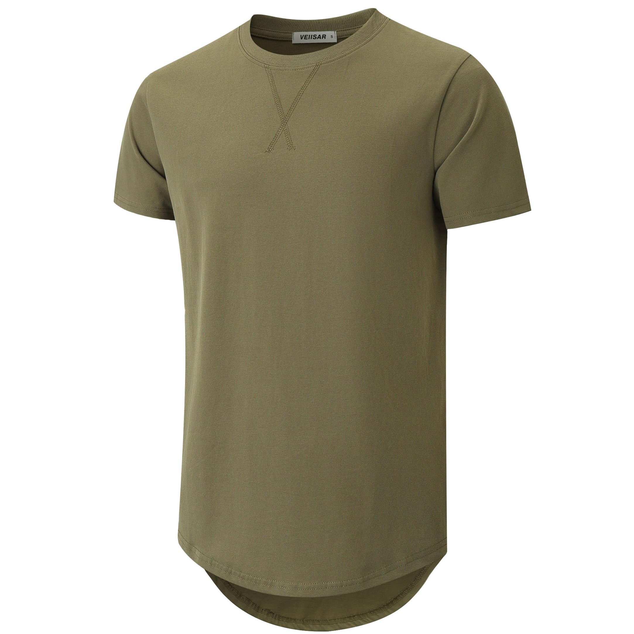 VEIISAR Herren Dickes Rundhalsmantel T-Shirt mit Herren 100 Baumwolle Heavy Duty Preshrunk Longline Shirt