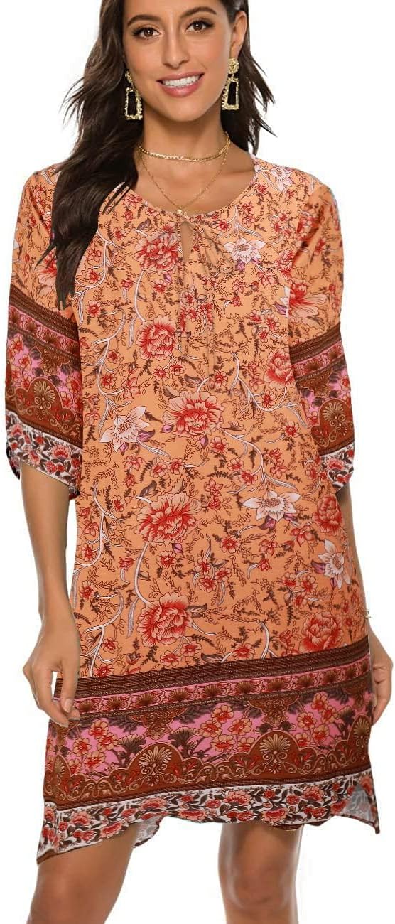 BDTECAOR Damen Bohemian Tunika Kleid: Der perfekte Vintage Look für den Strand!
