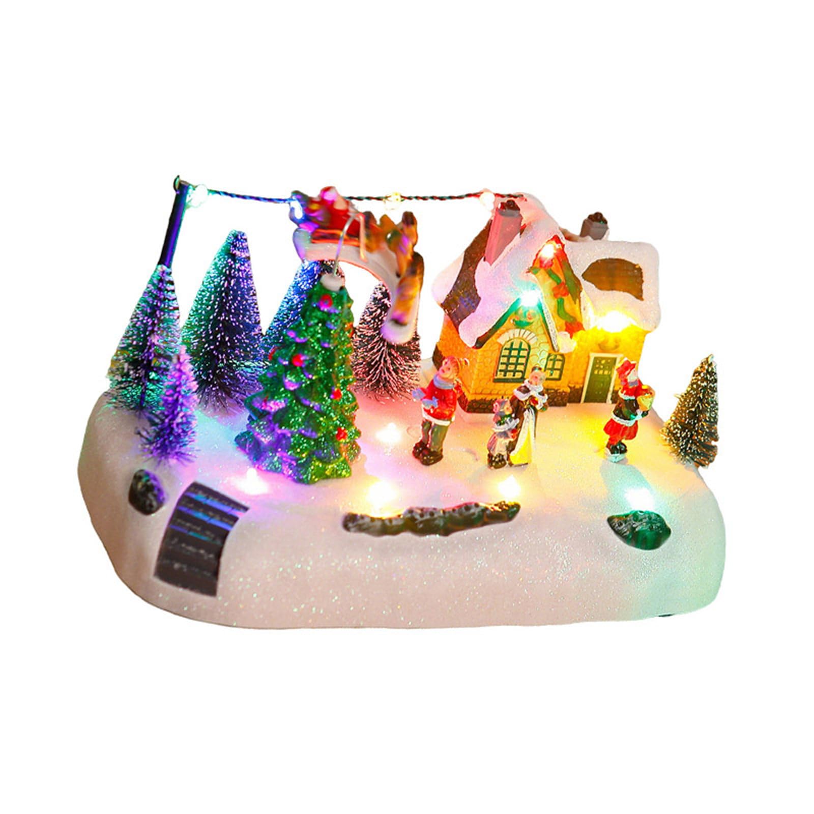 Aurgiarme Decorazione natalizia in resina a tema con funzioni musicali e illuminazione ornamento per genitori e figli, attività di decorazione per feste di Natale