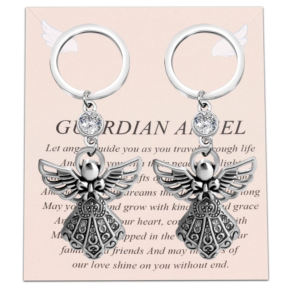 FUSTMW Angel Keychain Guardian Angel Gifts Faith Gifts Prayer gifts Blessing Gifts Guardian Angel Charm Key Chain Gifts