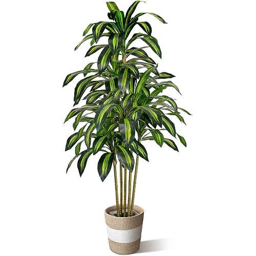 5FT Artificial Dracaena Fake Tree with Planter, Build in Basket