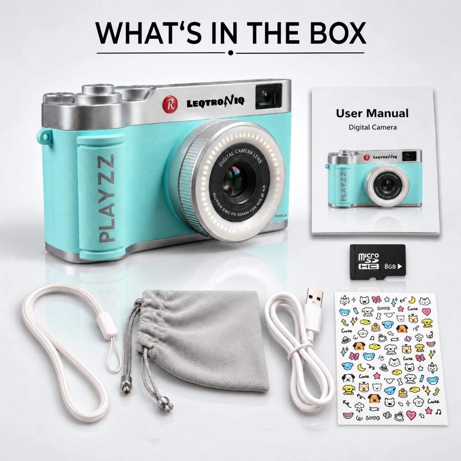 LEQTRONIQ Playzz 48MP Digital Camera - Teal -8 LEQTRONIQ Playzz 48MP Digital Camera - Teal -8