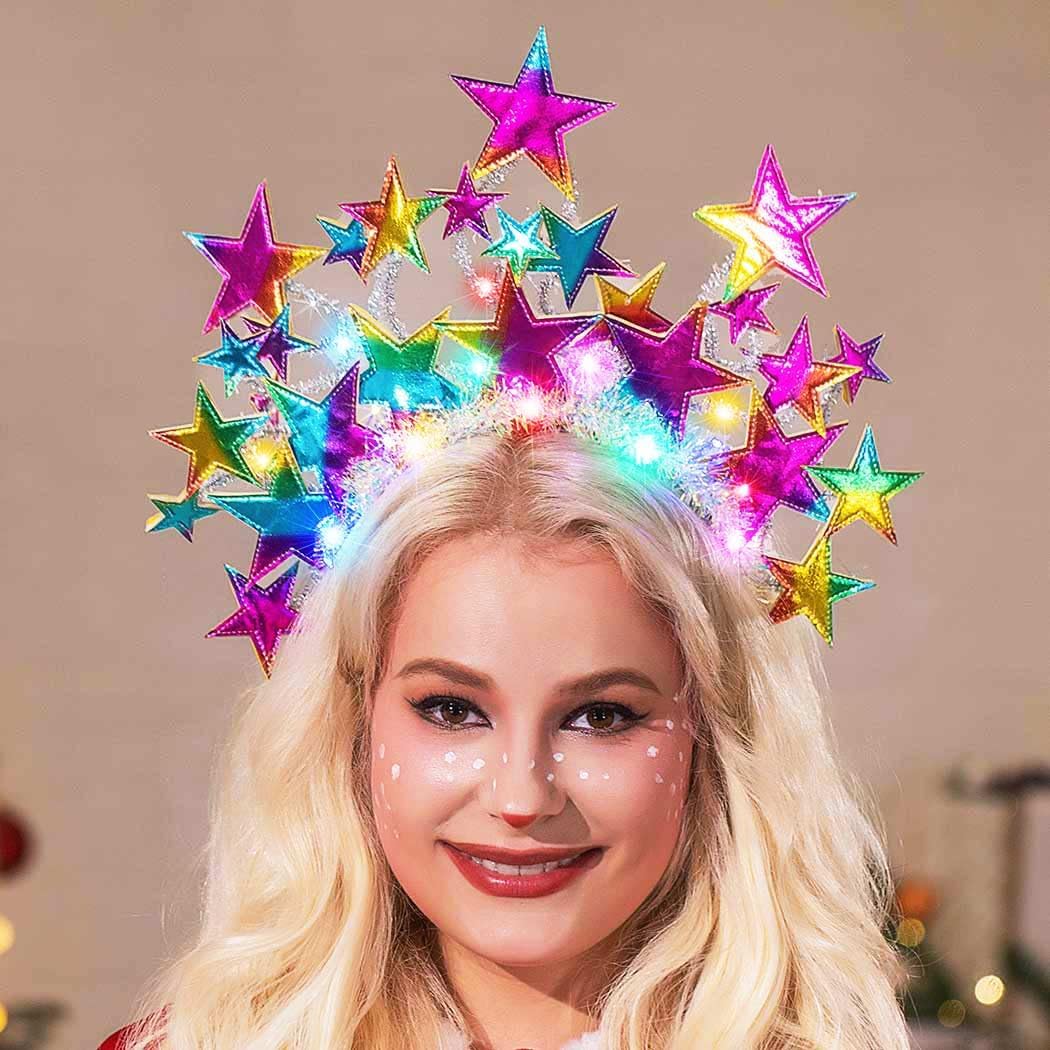 GORTIN Light up Stars Headband LED Headpiece Glowing Halloween Costume Headwear Rave Hair Accessories for Women - Image 2