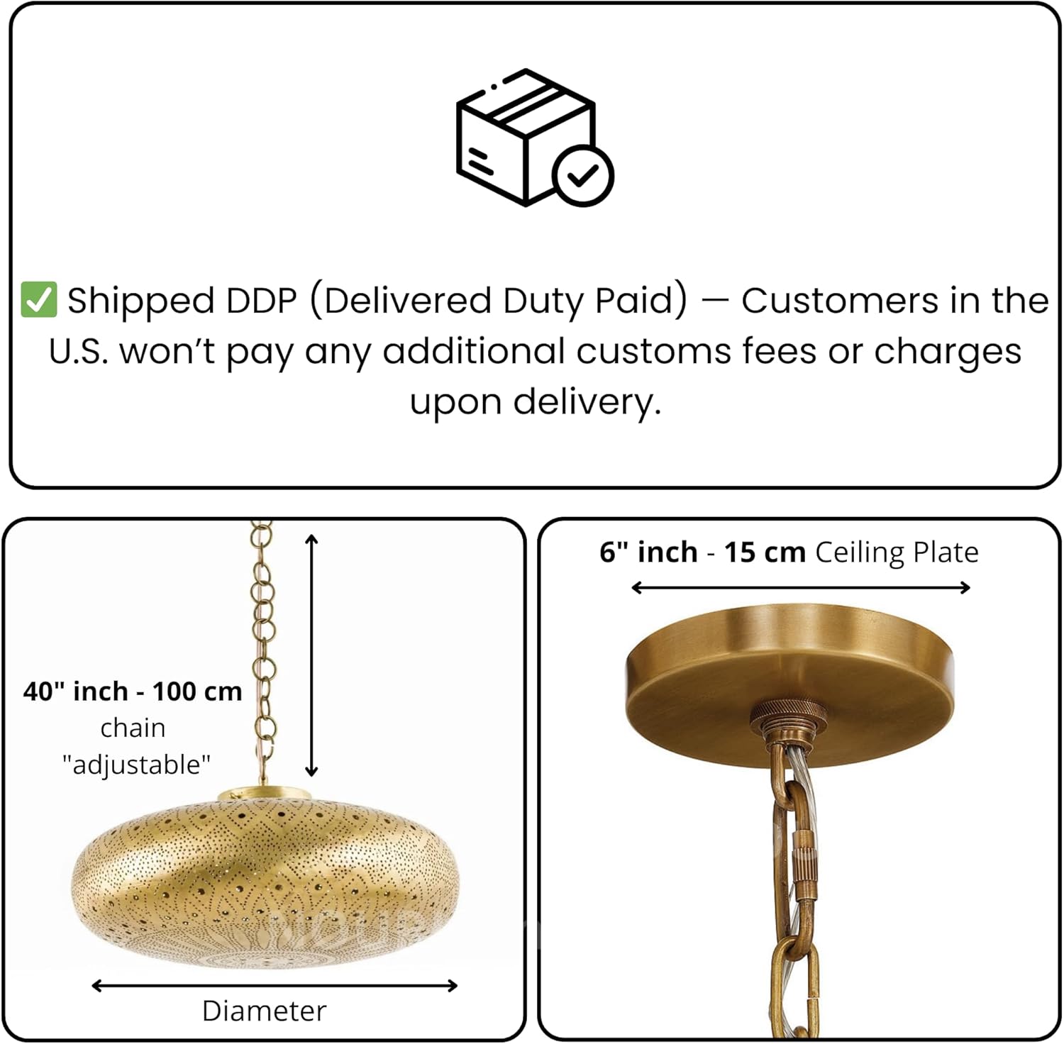 Moroccan Brass Ceiling Lamp, Simple Moroccan Pendant Chandelier - Moroccan Pendant, Modern Brass Ceiling lamp (14 inches, Bronze)