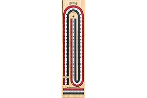 Bicycle 3-Track Color-Coded Wooden Cribbage Board Game