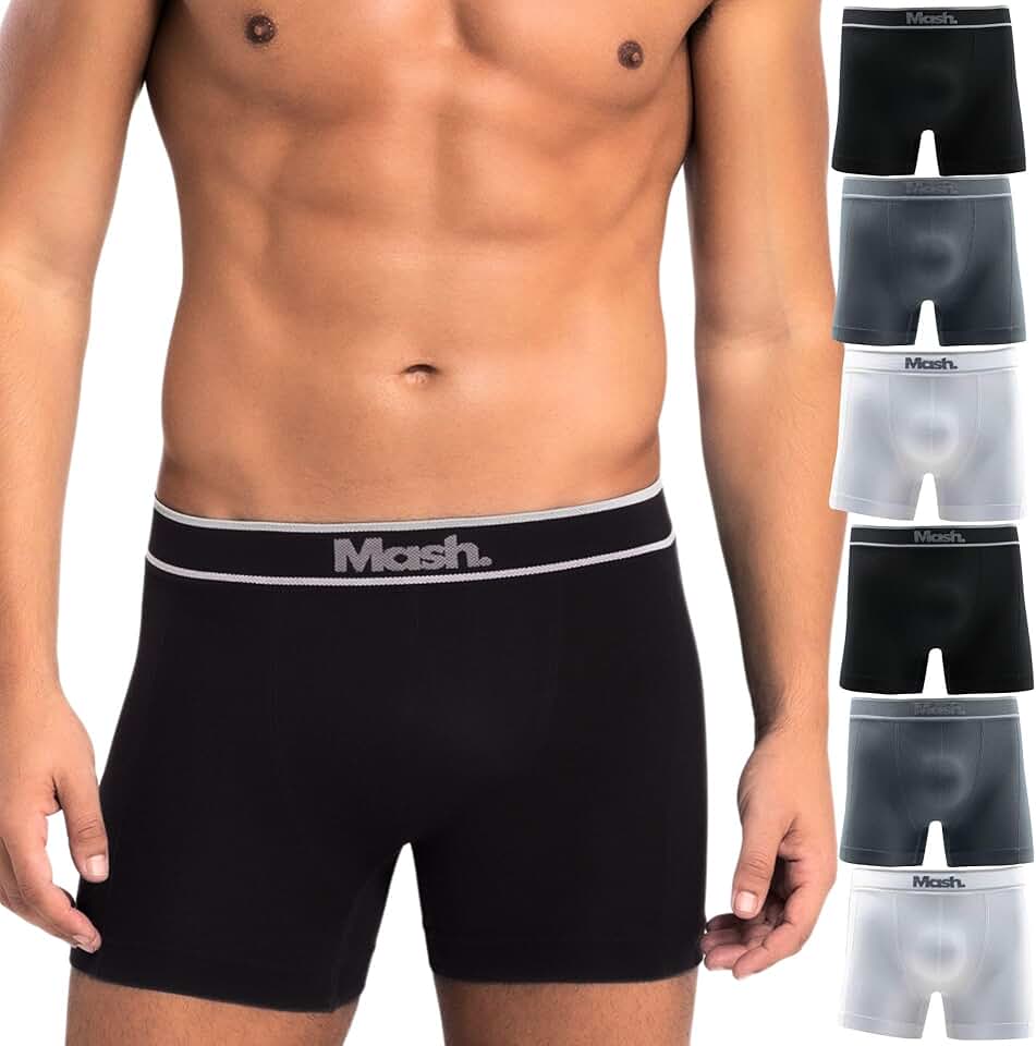 Kit 6 Cuecas Boxer Mash Sem Costura Poliamida Toque Gelado Box Masculina Adulto