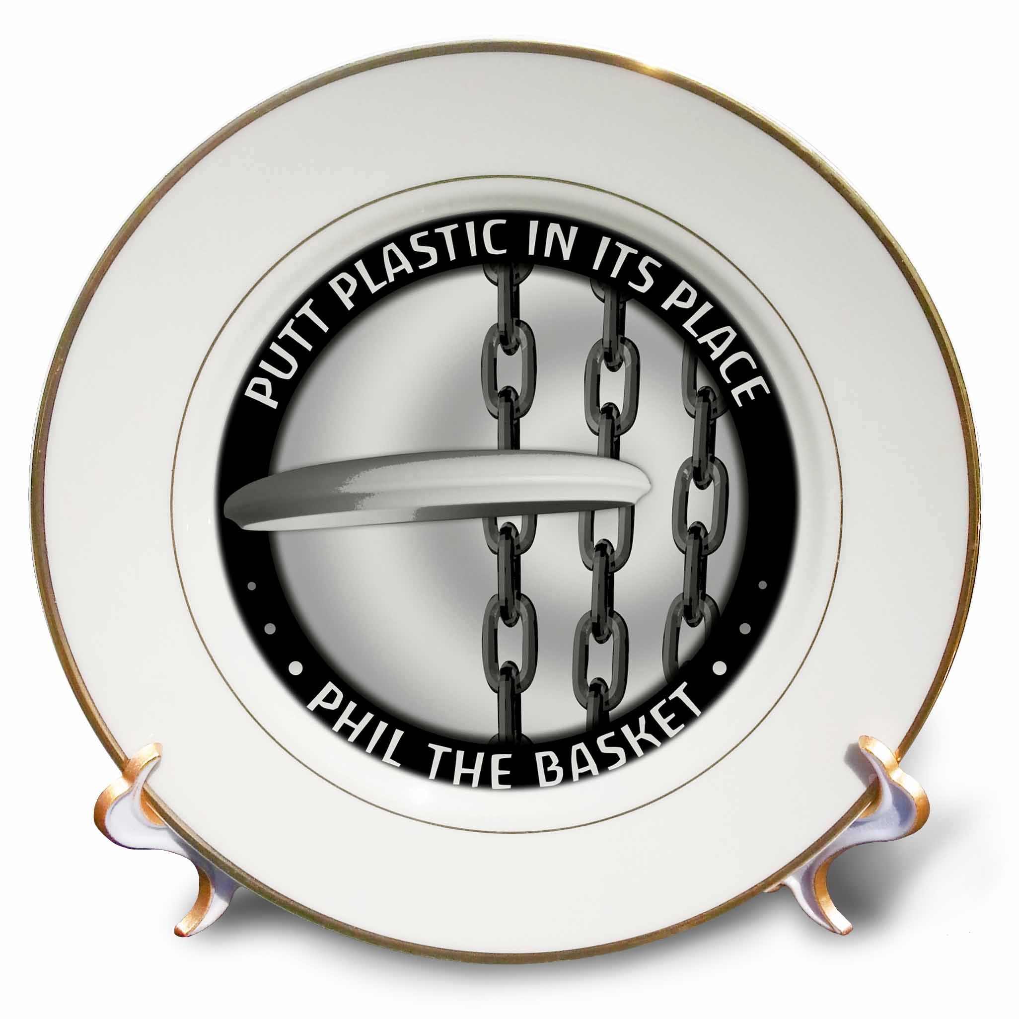 3dRose cp_18150_1 Phil The Basket 2 Frisbee Disc Golf Putter Thrown Into The Chains of a Basket Porcelain Plate, 8