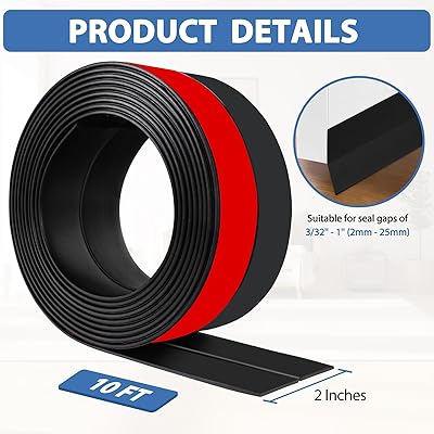 TAROSE Weather Stripping, 33 Feet Weather Seal Strip Window Seal Adhesive Silicone Tape White 25mm - View #10