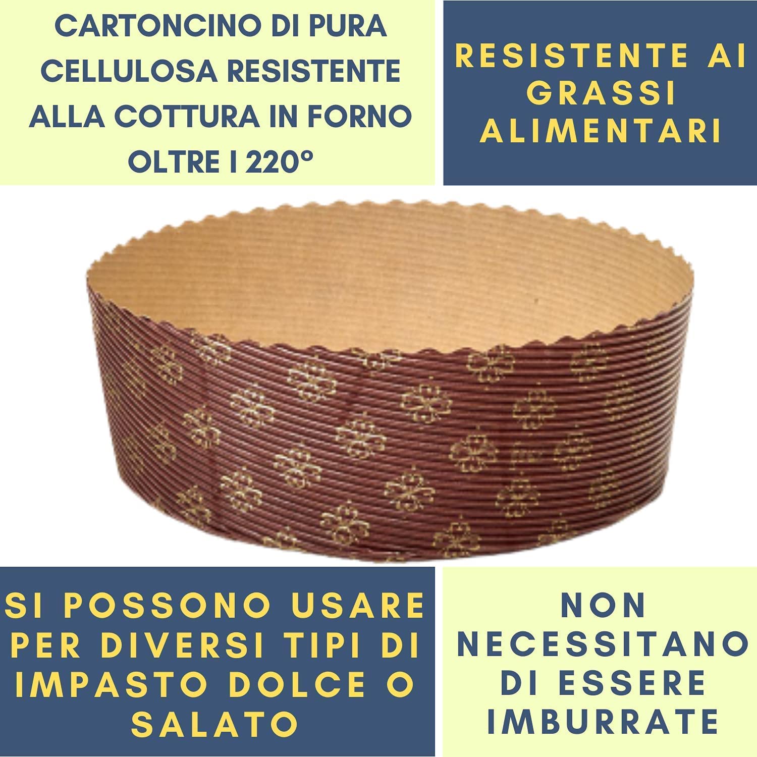 Kit Stampo per Panettone (10pz x 1Kg) + Aroma per Dolci Fraccaro (2x100 ml) + Sacchetto (10pz), Stampi di Carta di Pura Cellulosa ideale per l’uso in Forno, resistente al calore 200°C