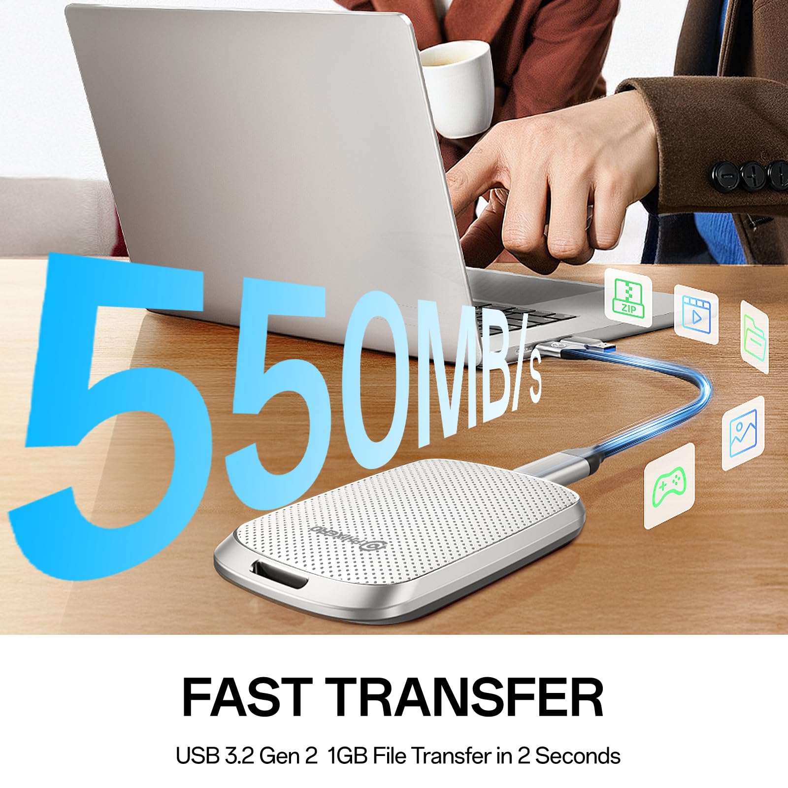 PHIXEROPortableExternalSSD2TB550MBsUSB32Gen2USBCToC - Dettaglio