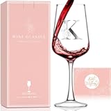 Personalized Wine Glass Gifts for Women - Monogrammed A-Z Wine Glasses Gift | Custom Christmas Gift, Valentines Day, Birthday Gifts for Women Her Mom Wife Best Friend Sister (K)