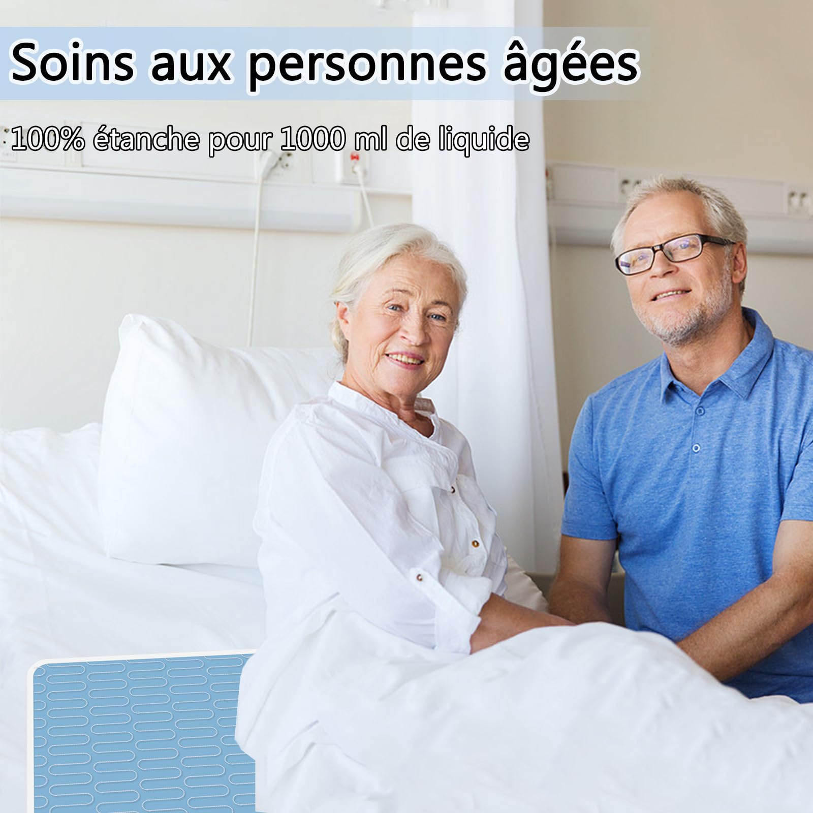Ensemble de 3 Matelas pour Incontinence - 85 x 130 cm, Matelas Lavable et réutilisable, Tapis d'urine pour Adultes, Enfants, Personnes âgées et Animaux domestiques
