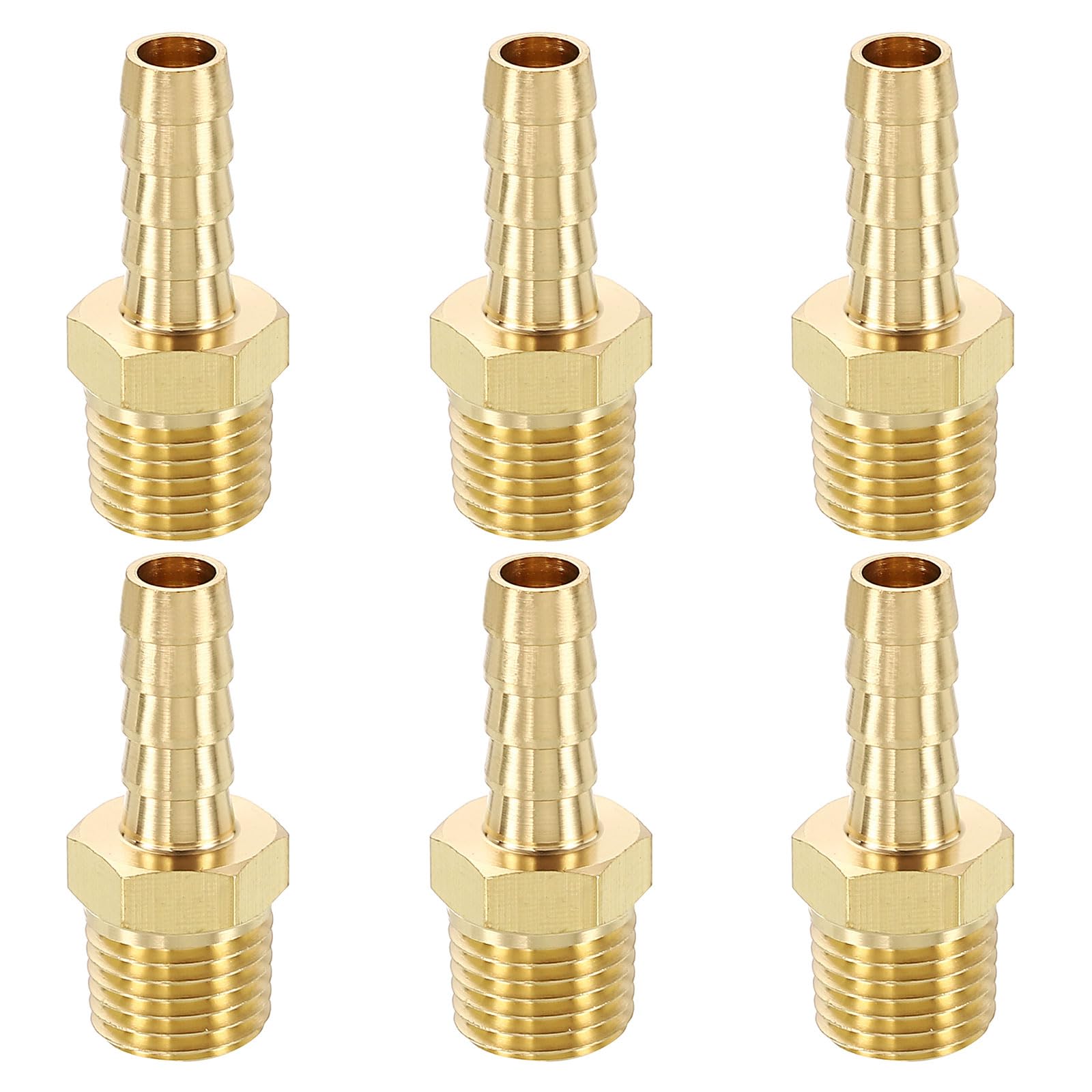 METALLIXITY 12Pcs Brass Hose Barb to NPT Male Adapter 5/16" Barb x 1/4" NPT Male for Automotive Motorcycle, Marine, Truck