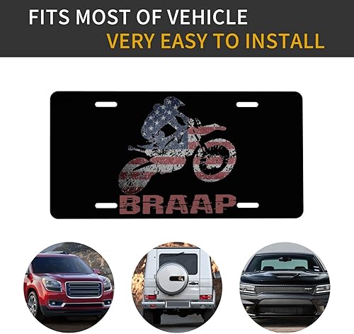 Miniatura 2 de Placa de matrícula de motocross con bandera de Estados Unidos, 6 x 12 pulgadas, placa de matrícula de metal de aluminio grueso para automóvil