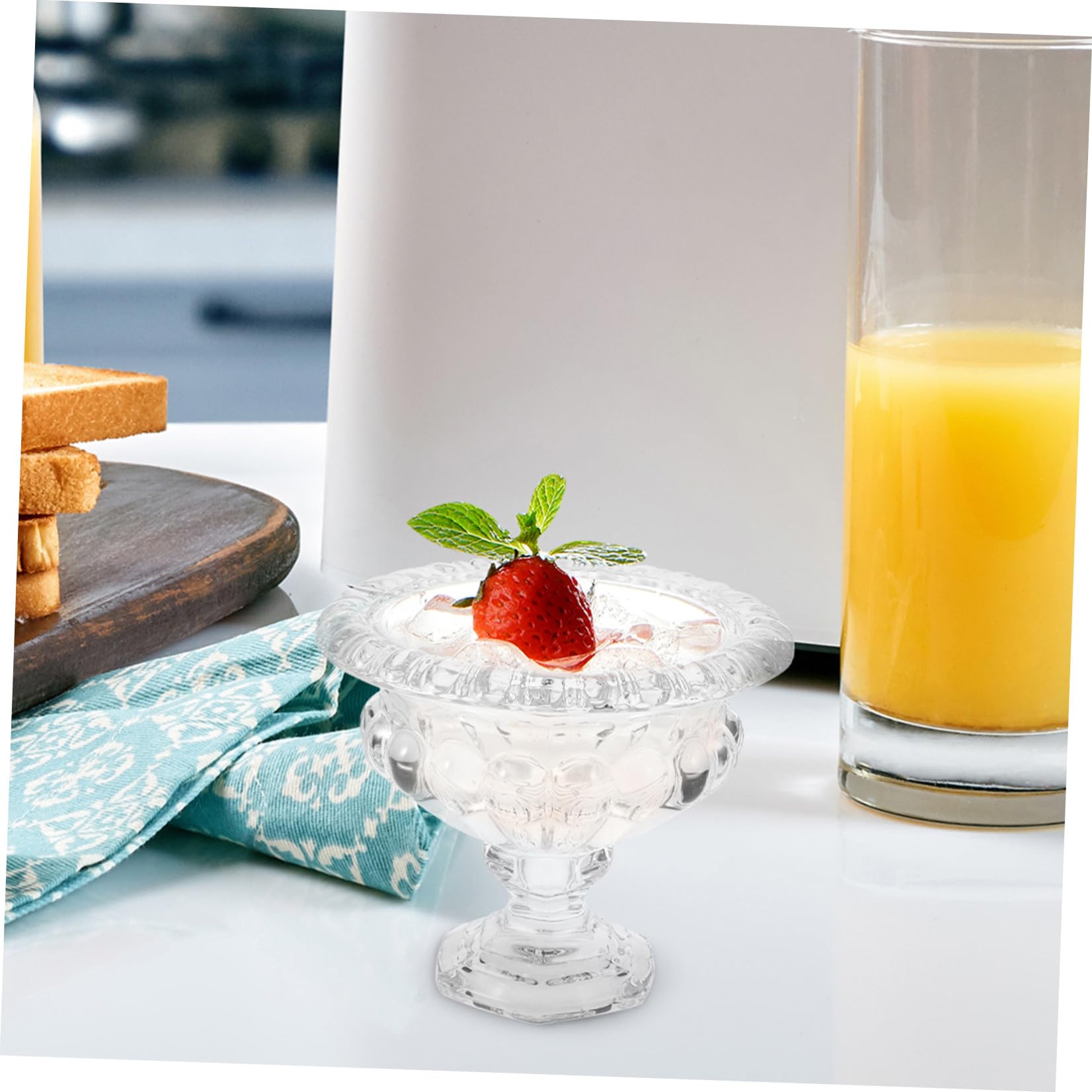 Coppe Gelato in Vetro Stile Europeo, Coppa Dessert Trasparente | Vacanze Estive, Base a Piedistallo per Tavola e Cucina, Resiste Agli Odori e Rallenta lo Scioglimento