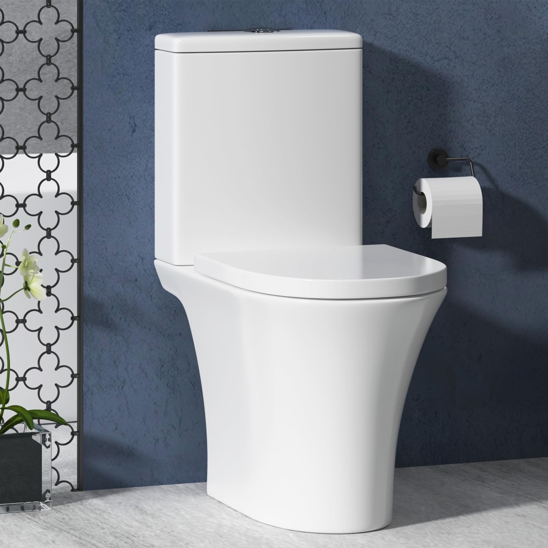 Royal Bathrooms Amaze Rimless Close Coupled Toilet, Dual Flush, Gloss White โ image 1
