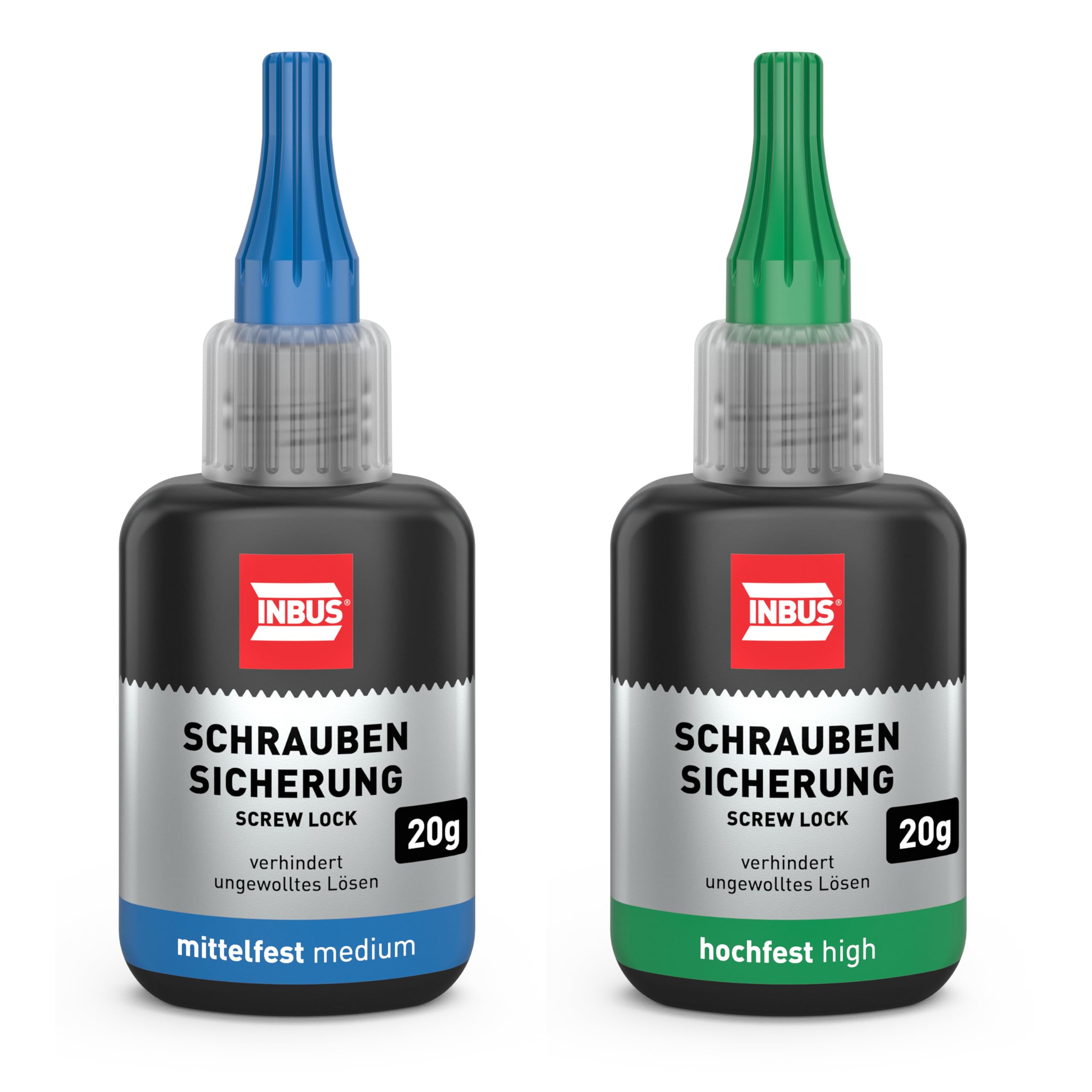 INBUS® Schraubensicherung mittelfest & hochfest, 20g (79560 & 79680) — Made in Germany