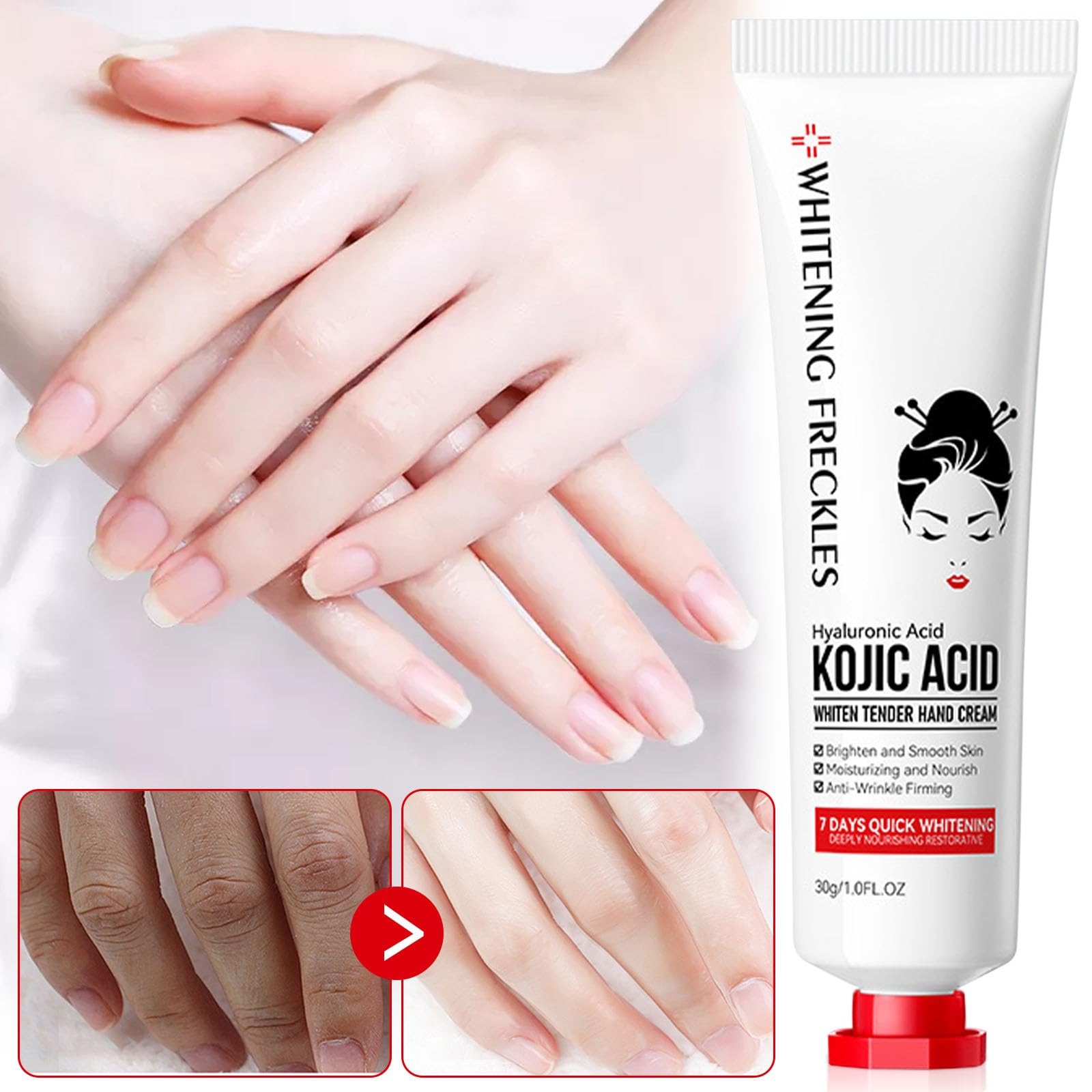 Lot de 3 crèmes à l'acide kojique pour les mains, soin hydratant anti-âge, teint uniforme, dommages du soleil et taches de vieillesse, taches sombres