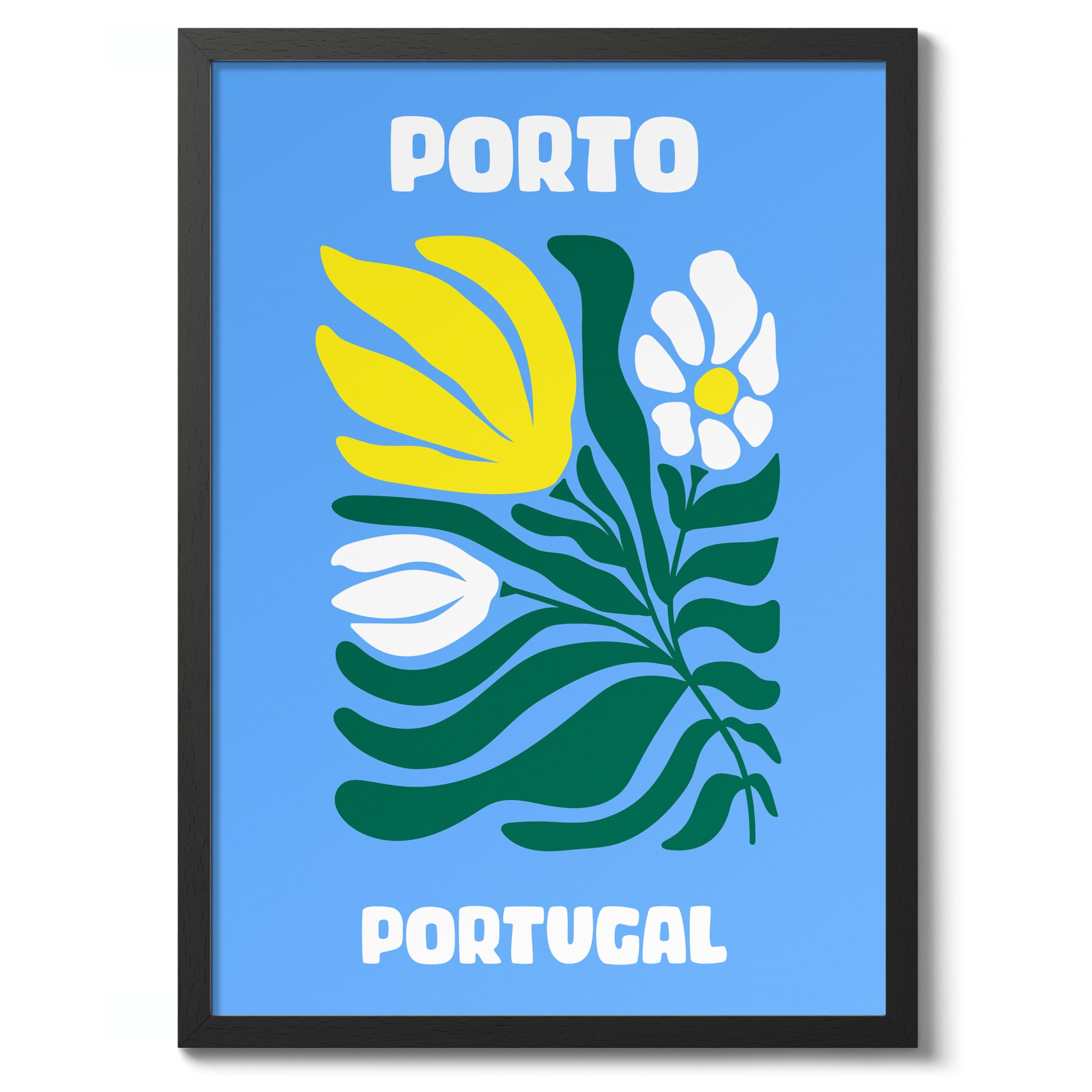 Porto Travel Poster, Colourful Abstract Preppy Minimalist Room Decor Wall Art Print, Archival Matte, A5 (Black Frame) - 21x14.8cm — image 1