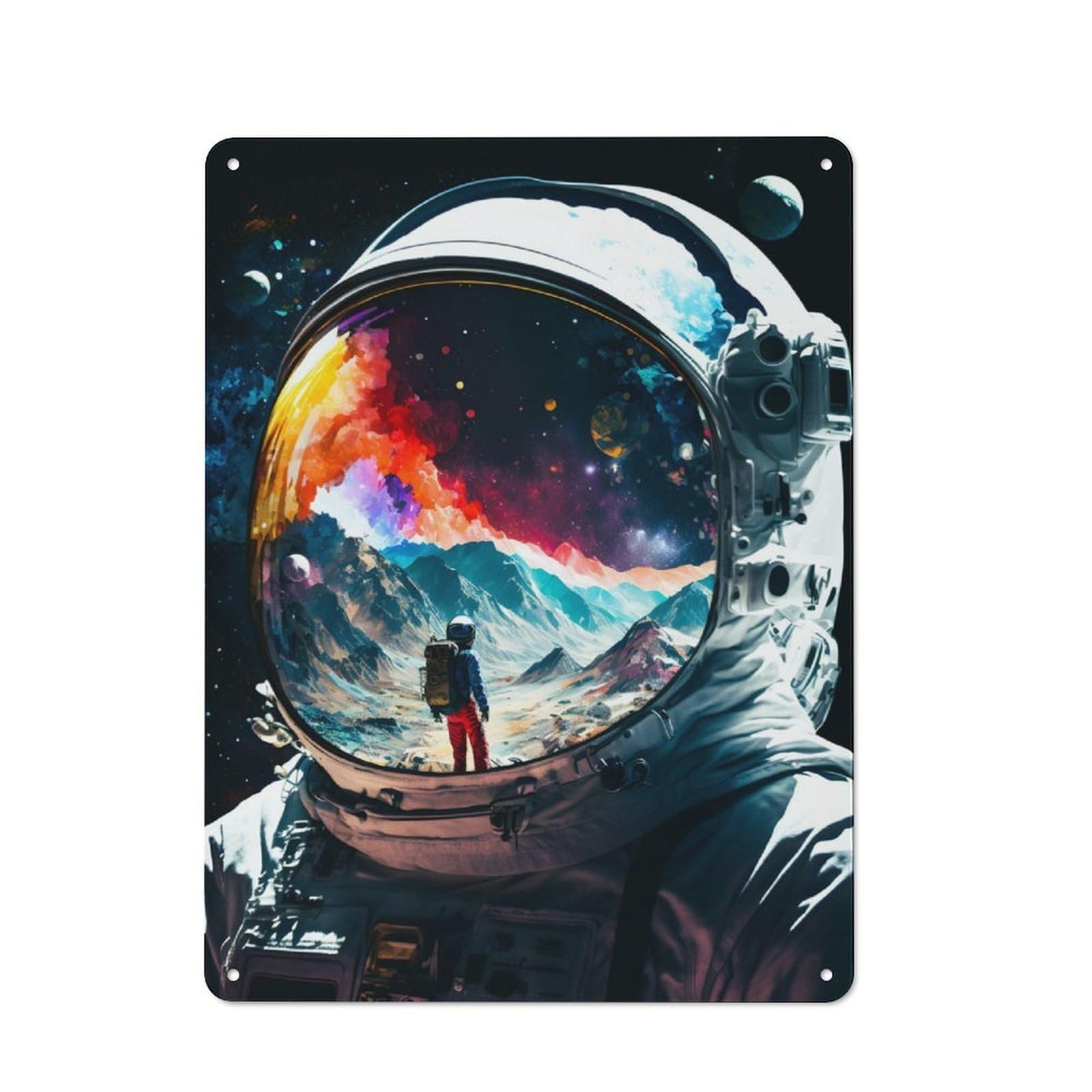 Junmoney Astronaut Reflections Tin Wall Sign With Design 40X30cm, Classic Kitchen Wall Decor For Restaurant, Kitchen, Counter Or Breakfast Nook